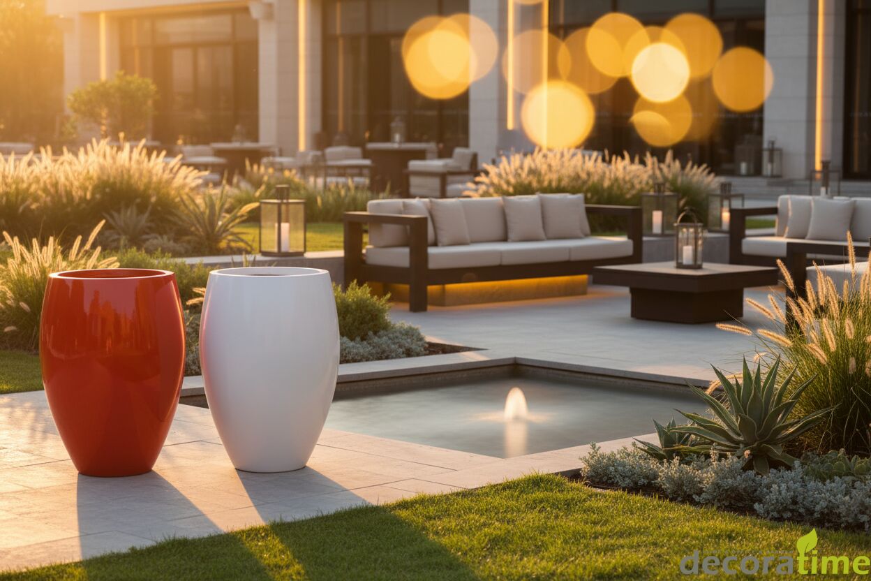 FİBER SAKSI ALBANA - BÜYÜK SAKSI - DEKORATİF SAKSI - ÇİÇEKLİK