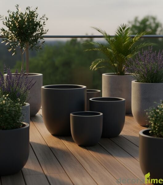 FİBER SAKSI ESTONA  - BÜYÜK SAKSI - DEKORATİF SAKSI - ÇİÇEKLİK