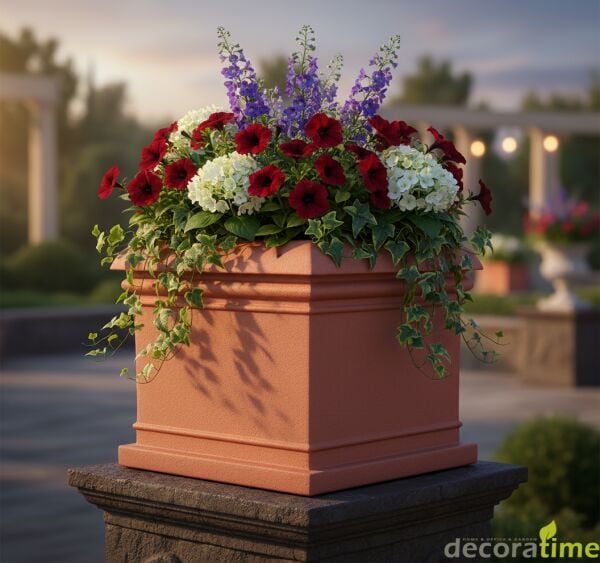 DECORAVINTAGE FİBER SAKSI ZENA - BÜYÜK SAKSI - DEKORATİF SAKSI - ÇİÇEKLİK