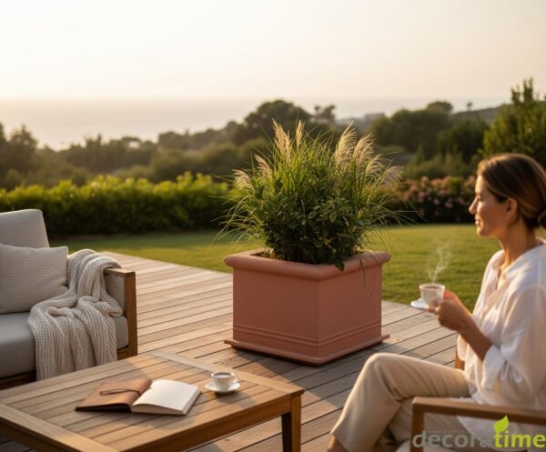 DECORAVINTAGE FİBER SAKSI HAMA - BÜYÜK SAKSI - DEKORATİF SAKSI - ÇİÇEKLİK