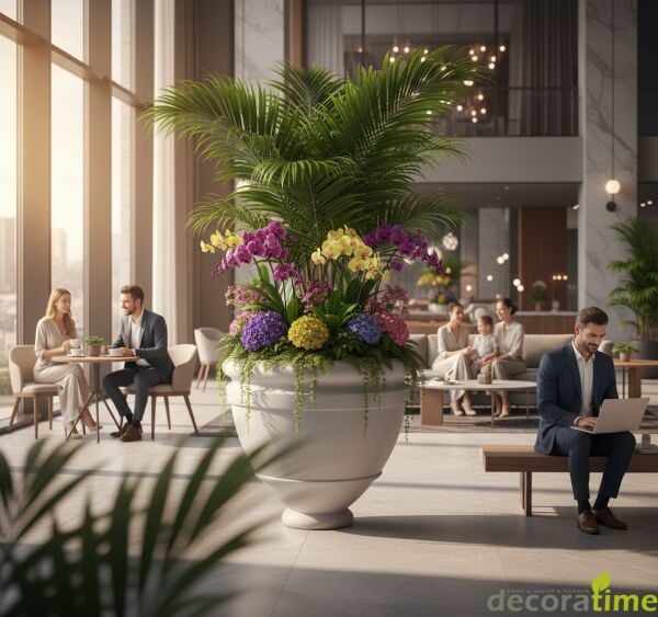 DECORAVINTAGE FİBER SAKSI SAMARA - BÜYÜK SAKSI - DEKORATİF SAKSI - ÇİÇEKLİK