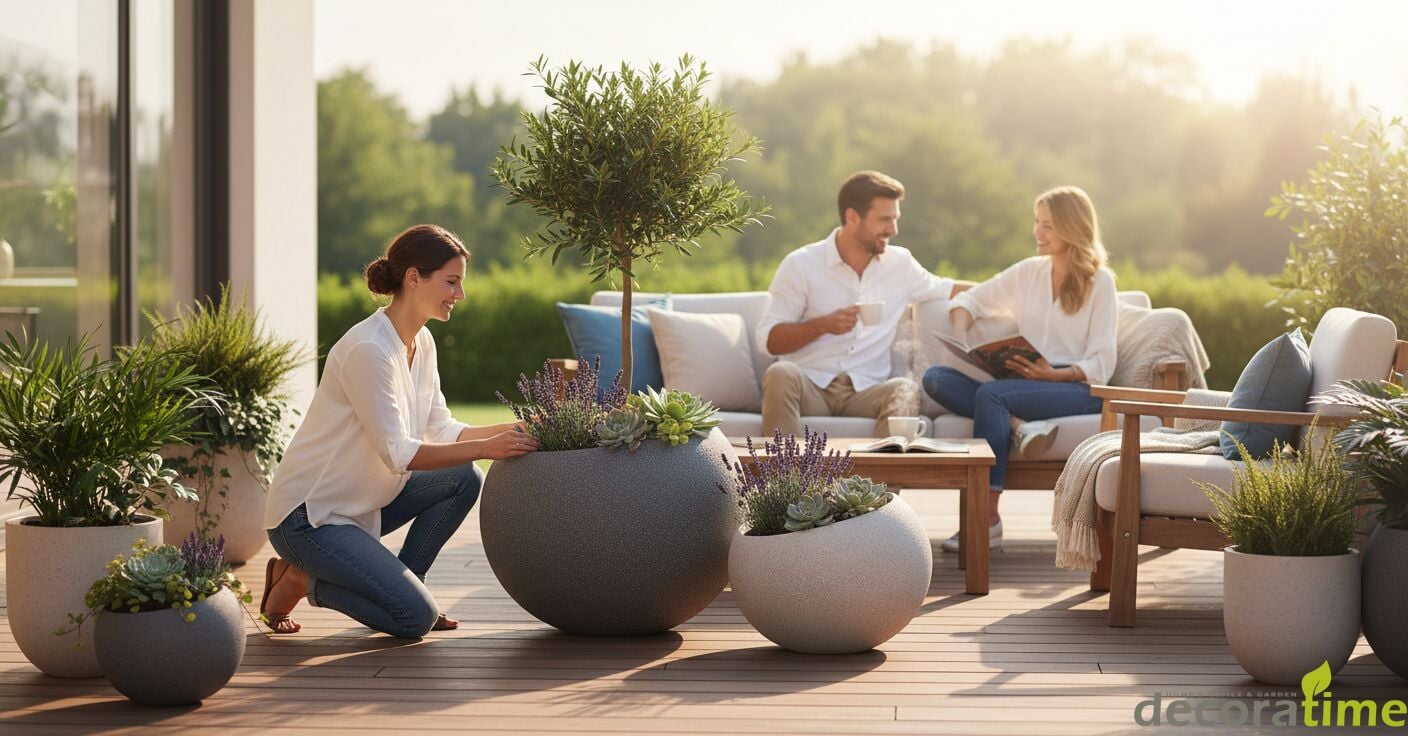 FİBER SAKSI MANGO - BÜYÜK SAKSI - DEKORATİF SAKSI - ÇİÇEKLİK