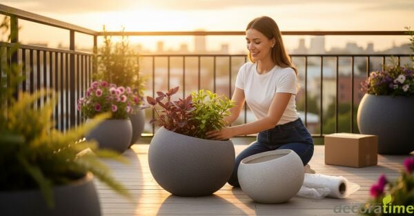 FİBER SAKSI MANGO - BÜYÜK SAKSI - DEKORATİF SAKSI - ÇİÇEKLİK Ø*60*60 - Haznesiz - Siyah Granit