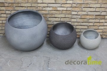 FİBER SAKSI MANGO - BÜYÜK SAKSI - DEKORATİF SAKSI - ÇİÇEKLİK Ø*60*60 - Haznesiz - Gri Granit