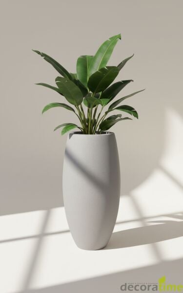 FİBER SAKSI FERA - BÜYÜK SAKSI - DEKORATİF SAKSI - ÇİÇEKLİK Haznesiz - Ø*45*120 - Siyah Granit