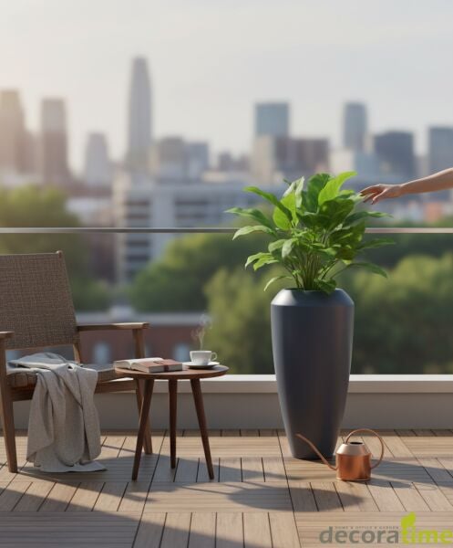 FİBER SAKSI HERA - BÜYÜK SAKSI - DEKORATİF SAKSI - ÇİÇEKLİK Haznesiz - Ø*30*110