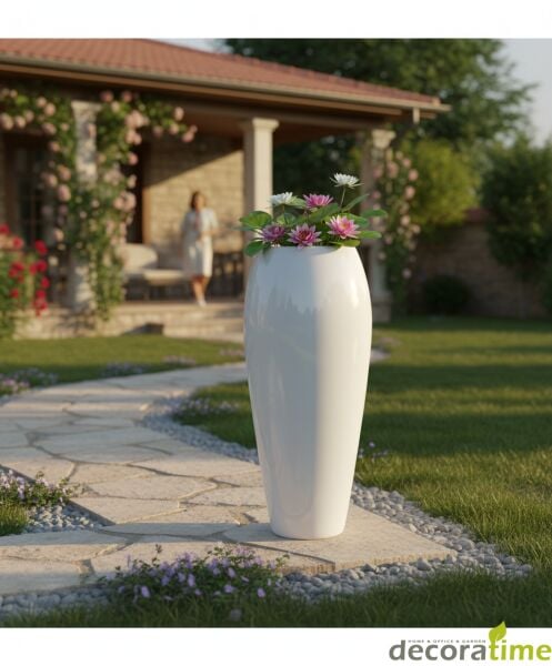 FİBER SAKSI ORYA - BÜYÜK SAKSI - DEKORATİF SAKSI - ÇİÇEKLİK Haznesiz - Ø*25*97