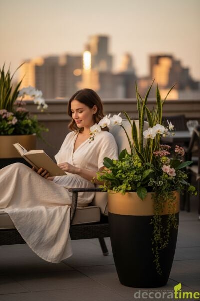 FİBER SAKSI ZİVELYA - BÜYÜK SAKSI - DEKORATİF SAKSI - ÇİÇEKLİK