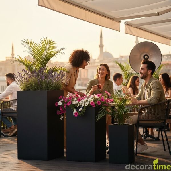 FİBER SAKSI HAVANA 50*50*85 - Haznesiz