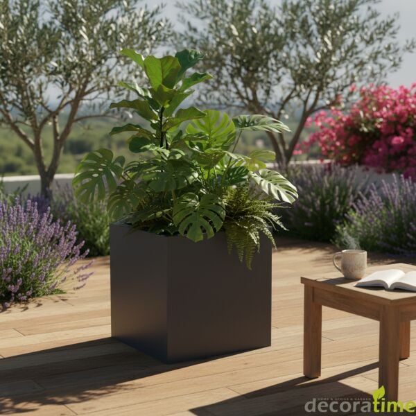 FİBER SAKSI KARYA - BÜYÜK SAKSI - DEKORATİF SAKSI - ÇİÇEKLİK 50*50*50 - Hazneli