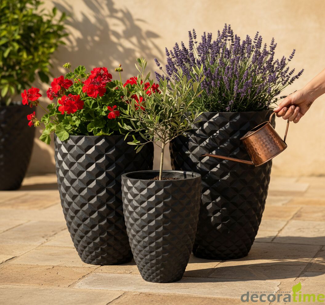 FİBER SAKSI CESTA - BÜYÜK SAKSI - DEKORATİF SAKSI - ÇİÇEKLİK