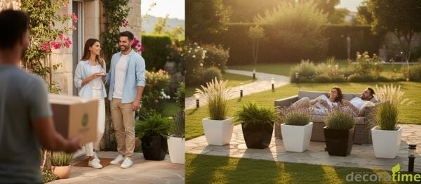 FİBER SAKSI KARERA - BÜYÜK SAKSI - DEKORATİF SAKSI - ÇİÇEKLİK